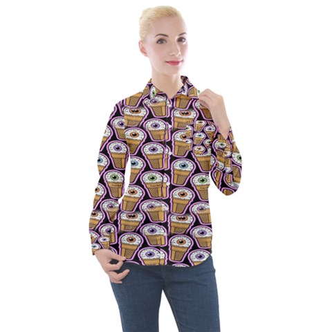 Eyes Cups Women s Long Sleeve Pocket Shirt by Sparkle