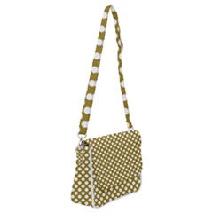 Gold Polka Dots Patterm, Retro Style Dotted Pattern, Classic White Circles Shoulder Bag With Back Zipper by Casemiro