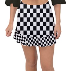 Black And White Chessboard Pattern, Classic, Tiled, Chess Like Theme Fishtail Mini Chiffon Skirt by Casemiro