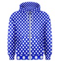 Dark blue and white polka dots pattern, retro pin-up style theme, classic dotted theme Men s Zipper Hoodie View1