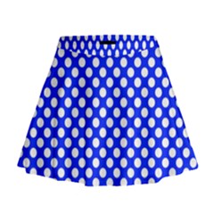 Dark Blue And White Polka Dots Pattern, Retro Pin-up Style Theme, Classic Dotted Theme Mini Flare Skirt by Casemiro