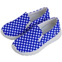 Dark blue and white polka dots pattern, retro pin-up style theme, classic dotted theme Kids Lightweight Slip Ons View2