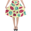 Watermelons, fruits and ice cream, pastel colors, at yellow Flared Midi Skirt View1