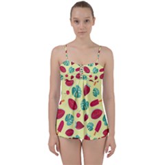 Watermelons, Fruits And Ice Cream, Pastel Colors, At Yellow Babydoll Tankini Set by Casemiro