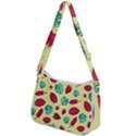 Watermelons, fruits and ice cream, pastel colors, at yellow Zip Up Shoulder Bag View2