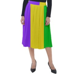 Carnival Mardi Gras Purple Yellow Green Stripes Classic Velour Midi Skirt  by yoursparklingshop