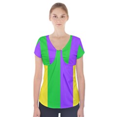 New Orleans Carnival Colors Mardi Gras Short Sleeve Front Detail Top by yoursparklingshop