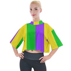 New Orleans Carnival Colors Mardi Gras Mock Neck Tee by yoursparklingshop