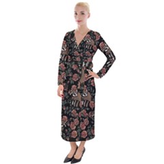 Raccoon Floral Velvet Maxi Wrap Dress by BubbSnugg