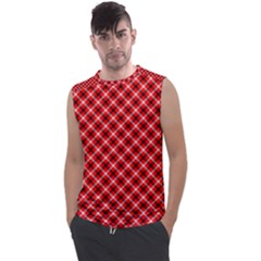 Three Color Tartan, Red Grey, Black Buffalo Plaid Theme Men s Regular Tank Top by Casemiro