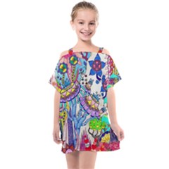 Mountain Abstract Kids  One Piece Chiffon Dress by okhismakingart