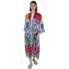 Mountain Abstract Maxi Satin Kimono by okhismakingart