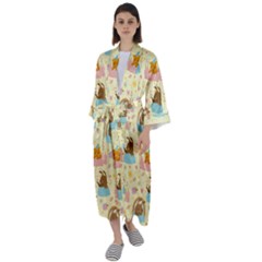 I Am Sleepy Maxi Satin Kimono by designsbymallika