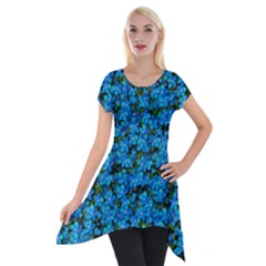 Blue Sakura Forest  Tree So Meditative And Calm Short Sleeve Side Drop Tunic by pepitasart