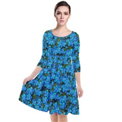 Blue Sakura Forest  Tree So Meditative And Calm Quarter Sleeve Waist Band Dress by pepitasart