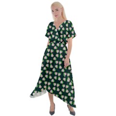 Darla Teal Cross Front Sharkbite Hem Maxi Dress by snowwhitegirl