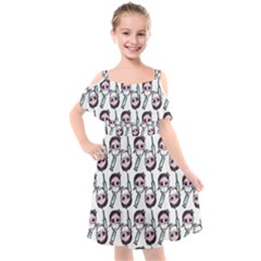 Doctor Pattern White Kids  Cut Out Shoulders Chiffon Dress by snowwhitegirl