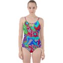 Colorful distorted shapes on a grey background                                                    Cut Out Top Tankini Set View1