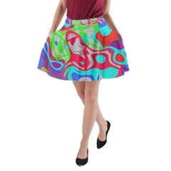 Colorful Distorted Shapes On A Grey Background                                                     A-line Pocket Skirt by LalyLauraFLM