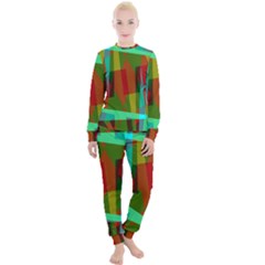 Rainbow Colors Palette Mix, Abstract Triangles, Asymmetric Pattern Women s Lounge Set by Casemiro