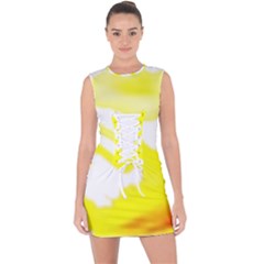 Golden Yellow Rose Lace Up Front Bodycon Dress by Janetaudreywilson