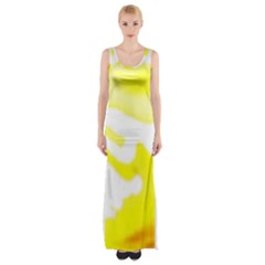 Golden Yellow Rose Thigh Split Maxi Dress by Janetaudreywilson