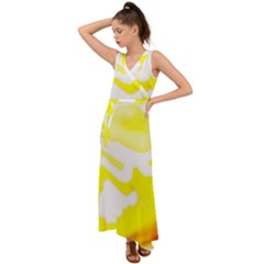 Golden Yellow Rose V-neck Chiffon Maxi Dress by Janetaudreywilson