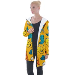 Graffiti Characters Seamless Ornament Longline Hooded Cardigan by Amaryn4rt