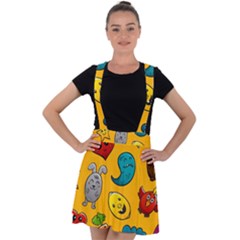 Graffiti Characters Seamless Ornament Velvet Suspender Skater Skirt by Amaryn4rt