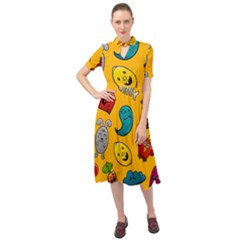 Graffiti Characters Seamless Ornament Keyhole Neckline Chiffon Dress by Amaryn4rt