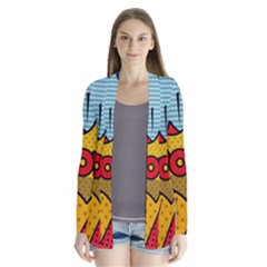 Pow Word Pop Art Style Expression Vector Drape Collar Cardigan by Amaryn4rt