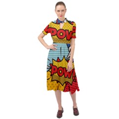 Pow Word Pop Art Style Expression Vector Keyhole Neckline Chiffon Dress by Amaryn4rt