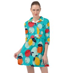 Pop Art Style Citrus Seamless Pattern Mini Skater Shirt Dress by Amaryn4rt