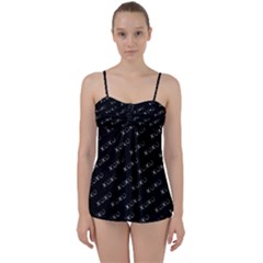 Xoxo Black And White Pattern, Kisses And Love Geometric Theme Babydoll Tankini Set by Casemiro