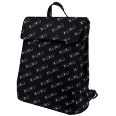 Xoxo Black And White Pattern, Kisses And Love Geometric Theme Flap Top Backpack by Casemiro