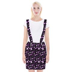 Purple, Pink Bokeh Dots, Asymmetric Polka Dot With Modern Twist Braces Suspender Skirt by Casemiro