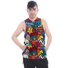 Graffiti Characters Seamless Pattern Men s Sleeveless Hoodie by Amaryn4rt