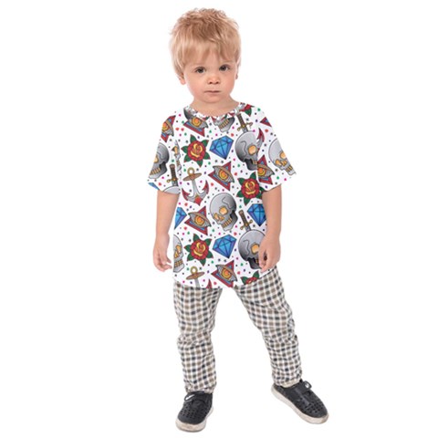 Full Color Flash Tattoo Patterns Kids  Raglan Tee by Amaryn4rt