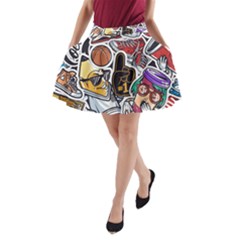 Vintage College Colorful Seamless Pattern A-line Pocket Skirt by Amaryn4rt