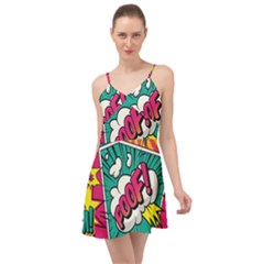 Comic Colorful Seamless Pattern Summer Time Chiffon Dress by Amaryn4rt