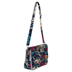 Vintage Art Tattoos Colorful Seamless Pattern Shoulder Bag With Back Zipper by Amaryn4rt