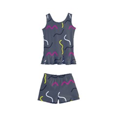 Gray Pattern Kids  Boyleg Swimsuit by Saptagram