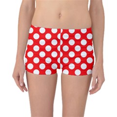 Large White Polka Dots Pattern, Retro Style, Pinup Pattern Boyleg Bikini Bottoms by Casemiro