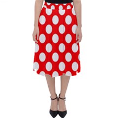 Large White Polka Dots Pattern, Retro Style, Pinup Pattern Classic Midi Skirt by Casemiro