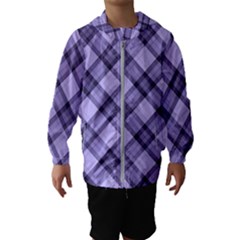 Pastel Purple And Steel Black Lines Pattern, Retro Tartan, Classic Plaid Kids  Hooded Windbreaker by Casemiro