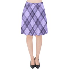 Pastel Purple And Steel Black Lines Pattern, Retro Tartan, Classic Plaid Velvet High Waist Skirt by Casemiro