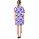 Pastel purple and steel black lines pattern, retro tartan, classic plaid Sixties Short Sleeve Mini Dress View2