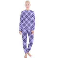 Pastel Purple And Steel Black Lines Pattern, Retro Tartan, Classic Plaid Women s Lounge Set by Casemiro