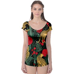 Seamless-pattern-with-leopards-and-roses-vector Boyleg Leotard  by Sobalvarro