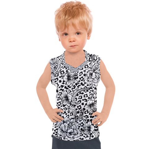 Vector-eclectic-fabric-seamless-pattern-animal-background-with-baroque-ornament Kids  Sport Tank Top by Sobalvarro